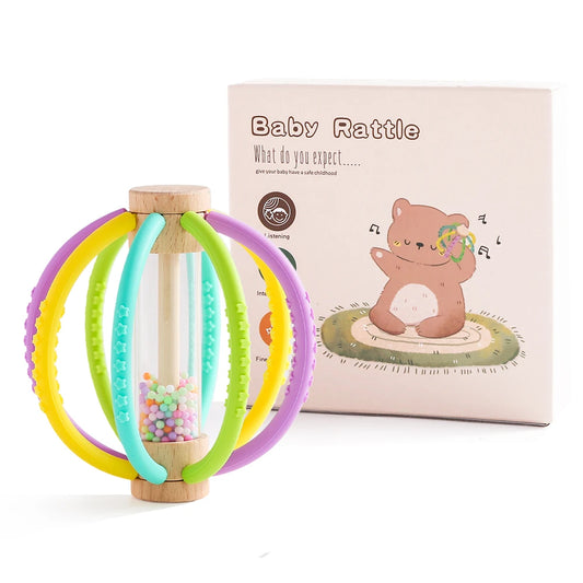 Wooden Silicone Baby Rattle