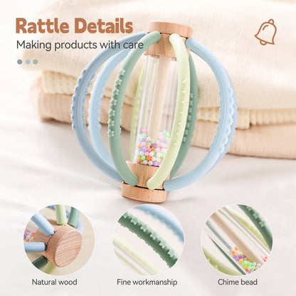 Wooden Silicone Baby Rattle