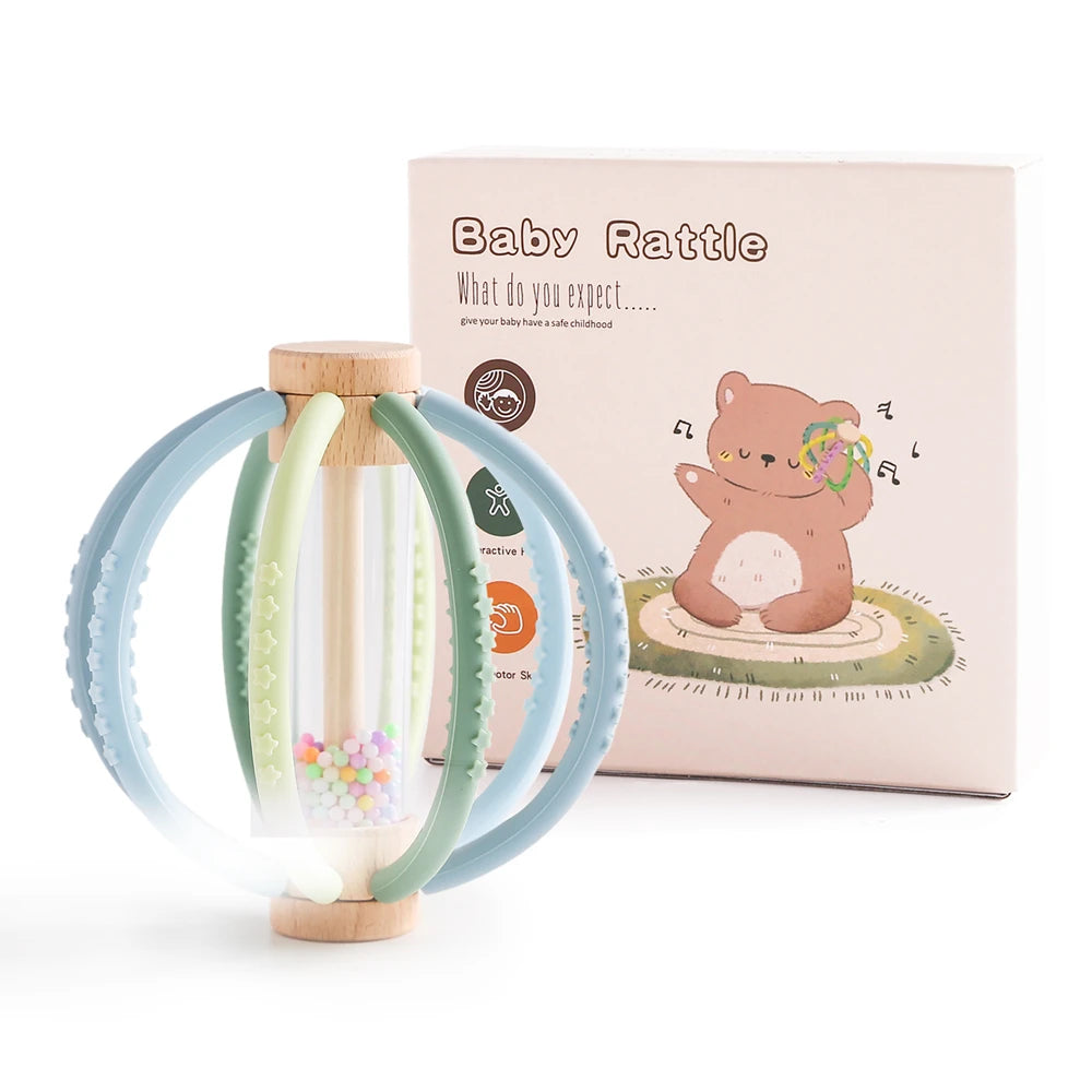 Wooden Silicone Baby Rattle