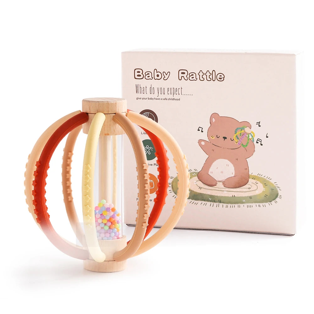 Wooden Silicone Baby Rattle